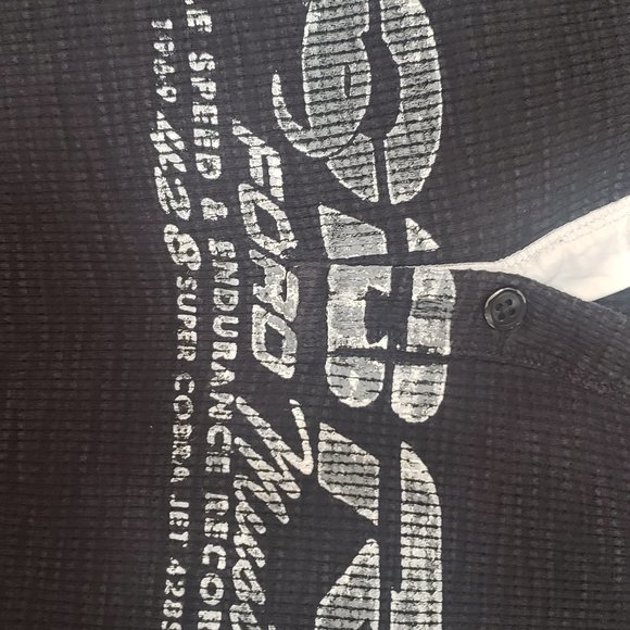 VINTAGE MENS LUCKY BRAND BLACK COBRA FORD MOTOR MUSTANG HENLEY LONG SLEEVE L - Picture 4 of 10